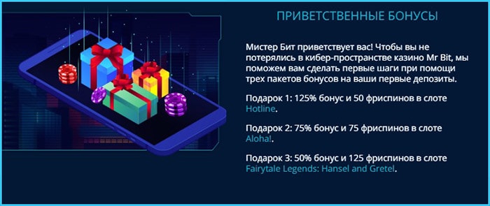 Бонусы Mr Bit casino казино: приветственные бонусы до 125%